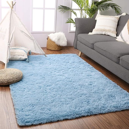 Beglad Fluffy Area Rugs 3 x 5 Feet, Modern Minimalist Style Shag Rugs, Non-Slip Indoor Carpet Soft Rugs for Bedroom, Living Room, Cobalt Blue