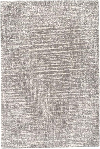 Dash and Albert Crosshatch Wool Area Rug - 5' x 8' Dove Grey Solid Hand Micro Hooked Accent Rug - Durable, High Traffic Areas Bedroom, Hallway, Stairs