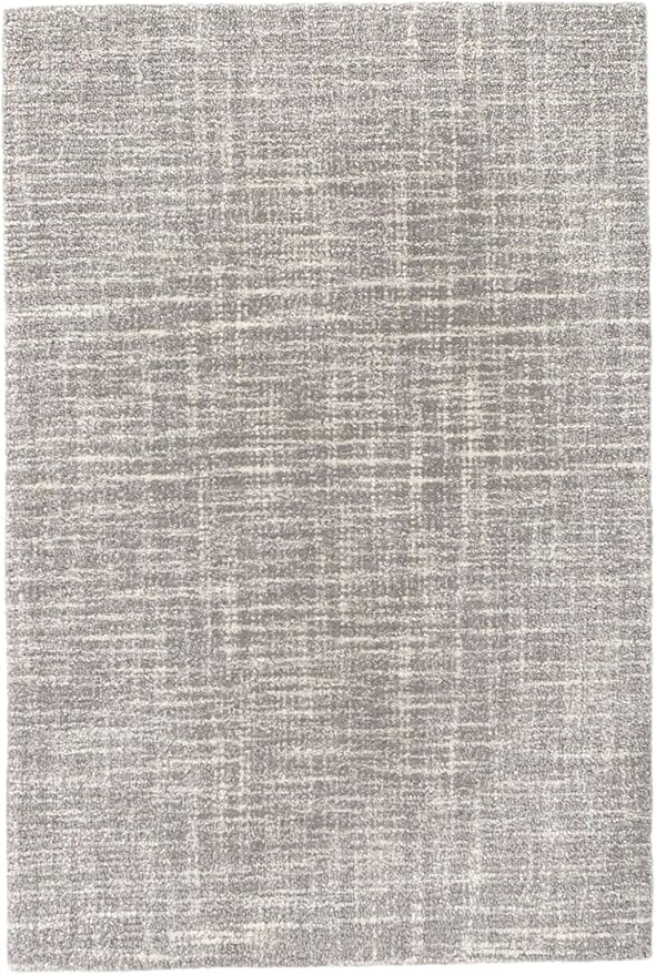 Dash and Albert Crosshatch Wool Area Rug - 4' x 6' Dove Grey Solid Hand Micro Hooked Accent Rug - Durable, High Traffic Areas Bedroom, Hallway, Stairs