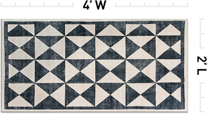 Rugshop Geometric Diamond Washable Non Slip Area Rug 2' x 4' Cream