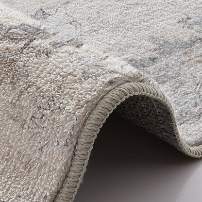 LUMI Washable 5x8 Area Rug for Living Room, Ultra Soft Vintage Rug with TPE Non Slip Backing, Stain Resistant, Low Profile Carpet High Traffic for Bedroom, Dining Room