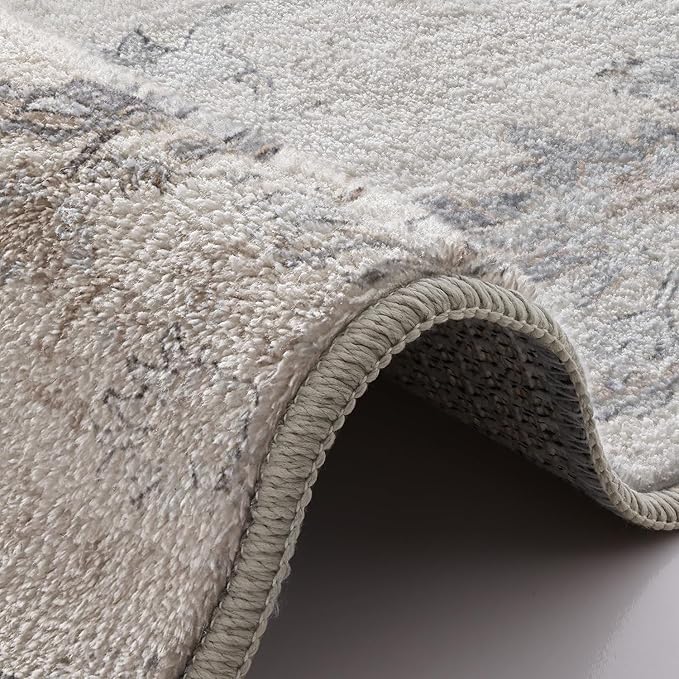 LUMI 8x10 Washable Area Rug for Living Room, Ultra Soft Vintage Rugs with TPE Non Slip Backing, Stain Resistant, Low Profile Carpet High Traffic for Bedroom, Dining Room