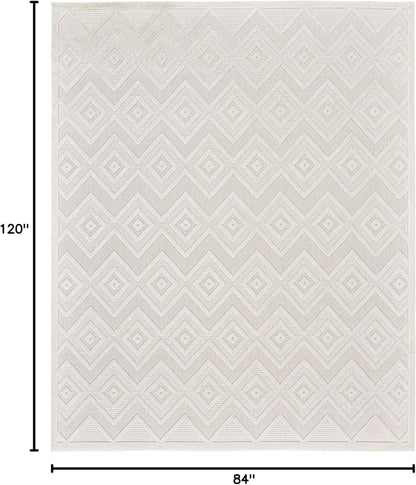 Nourison Home Versatile Ivory White 7' x 10' Area Rug - Easy Clean, Non Shedding, Bed Room, Living Room, Dining Room, Kitchen (7' x 10')