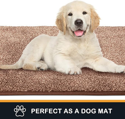 PURRUGS Dirt Trapping Door Mat 24" x 35.5", Non-Slip Machine Washable Entry Rug, Shoe Scraper, Dog Doormat, Super Absorbent Welcome Mat for Front & Back Door, Muddy Shoes & Paws, Brown-Light Cream