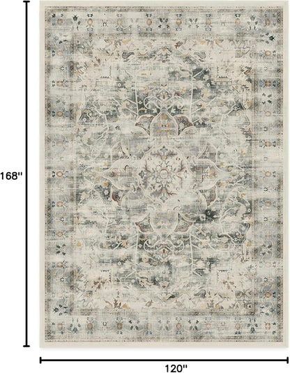 RUGGABLE Washable Vintage Area Rug – Sarrah Sage 10x14, Stain-Resistant, Non-Slip – Large Machine Washable Rugs for Living Room, Bedroom, Hallway, Entryway & Office–with Standard Pad