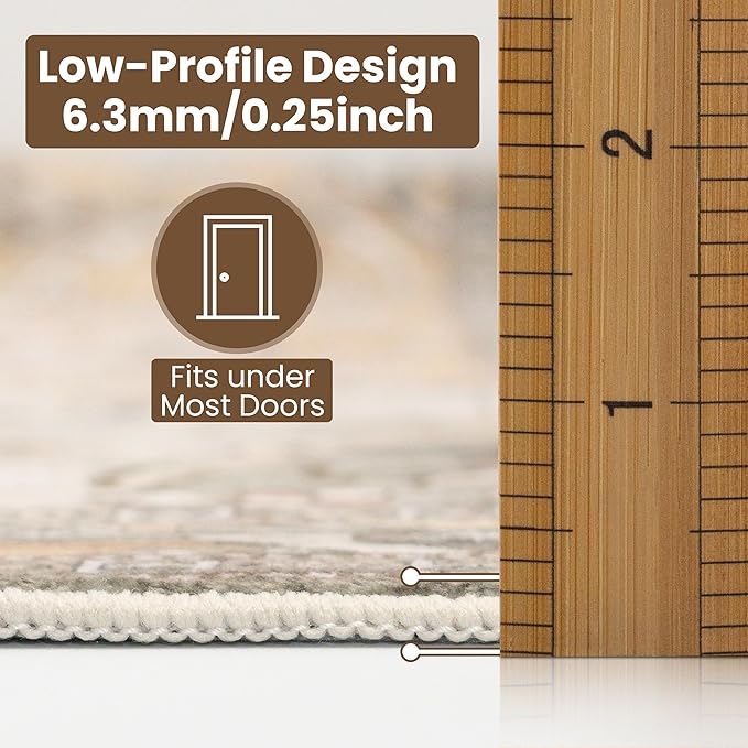 Washable Area Rug 6x9 | Non Slip Area Rug for Living Room, Bedrooms, Dining Room | Ultra-Soft Flannel Carpet Area with Rubber Backing (Light Sage Brown, 6x9)