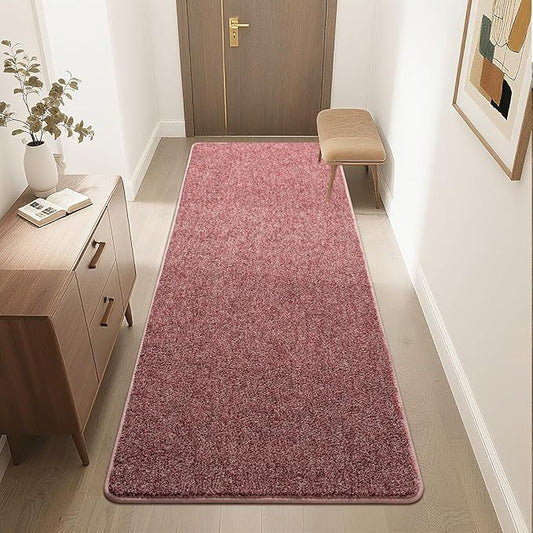 HQAYW 2x6 Soft Runner Rug for Hallways, Thickened Memory Foam Small Throw Bedside Rugs for Bedroom Living Room, Low Pile Washable Non Slip Carpet for Teens Kids Nursery Dorm Decor, Dark Red