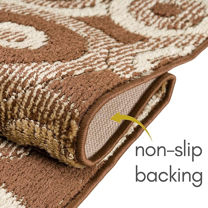 Custom Size Brown Hallway Runner Rug | Cut to Length 2'3" x 11' (Runner) | Non-Slip & Machine Washable | REMNAZ
