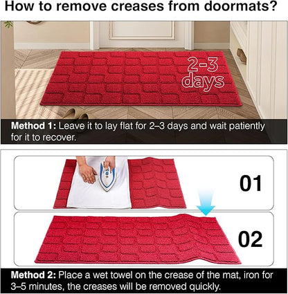 Front Door Mat Outside Entrance, Outdoor Indoor Door Mats for Entryway, Entrance, Entry, Patio, Waterproof Non Slip Doormat, Low-Profile, 20" × 31.5“, Red
