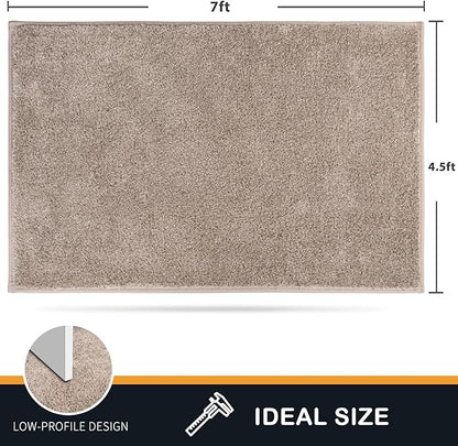 PURRUGS Easy Care Area Rug 4.5ft x 7ft, Non-Slip Washable Entryway Rug, Dog Door Mat, Stain Resistant Accent Rug for Hallway, Living Room, Bedroom and Mudroom, Taupe