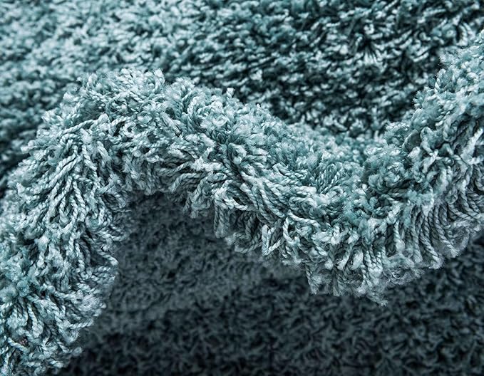 Unique Loom Solid Shag Collection Area Rug (7' 1" x 10' Rectangle, Light Slate Blue)