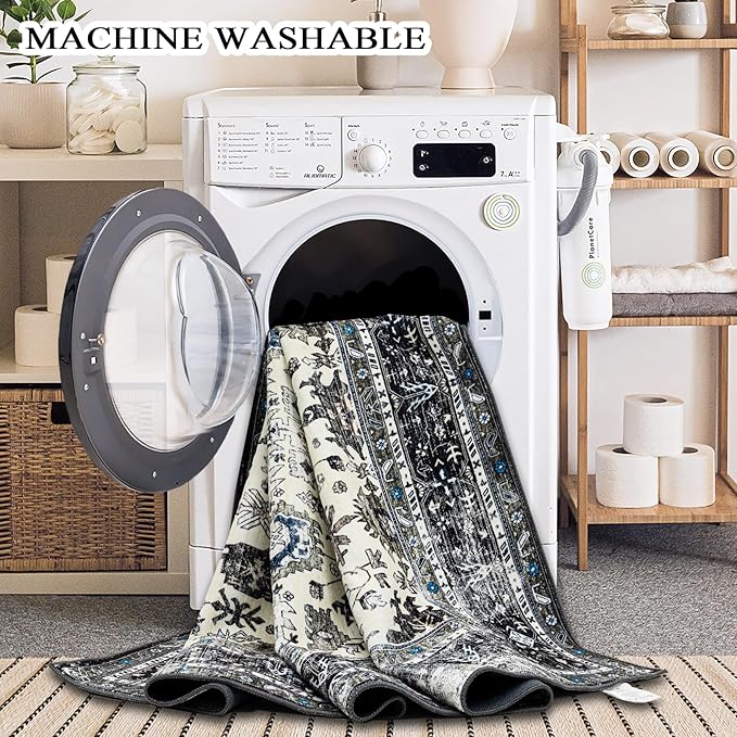 Area Rug Non Slip Machine Washable Ultra Soft Living Room/Bedroom/Kitchen/Outdoor/Classroom White Gray, 4'×6'