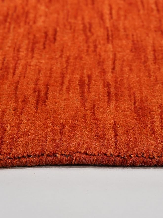 Hand Knotted Loom Wool ECO-Friendly Area Rugs - 8'x8', Octagon, Light Red Color, Solid Plain Design, High Pile Handmade Anti Skid Area Rugs for Living Room, Bed Room (L00111)