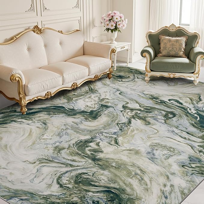 9x12 Area Rugs for Living Room, Modern Abstract Rug for Bedroom, Contemporary Machine Washable Rug, Large Stain Resistant Carpet for Dining Room Playroom Nursery Room, Pet & Kids Friendly