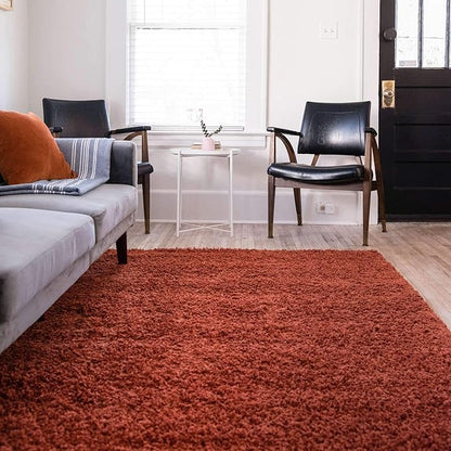 Unique Loom Solid Shag Collection Area Rug (3' 3" x 5' 3" Rectangle, Terracotta)
