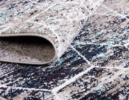Unique Loom Trellis Frieze Collection Area Rug - Geometric (2' x 8' 8" Runner, Blue Multi/ Ivory)