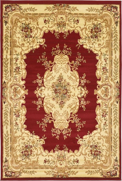 Rugs.com Chateau Collection Rug – 6' x 9' Red Medium Rug Perfect for Bedrooms, Dining Rooms, Living Rooms