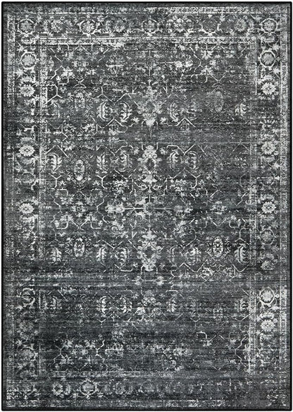 Lahome 5x7 Washable Black Area Rugs for Living Room, Non Slip Bedroom Rug, Stain Resistant Floor Dining Room Carpet for Office Entrance Decor