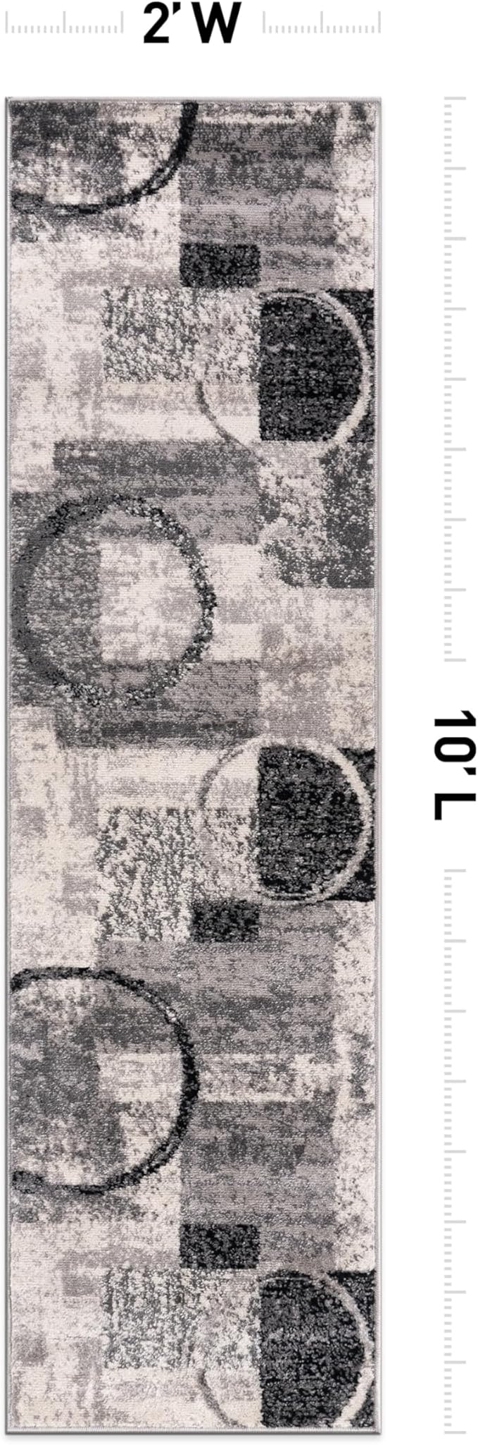 Rugshop Contemporary Circle Design Runner Rug, Fade-Resistant Carpet for Hallway, Kitchen, or Entryway, Cream, 2' x 10'