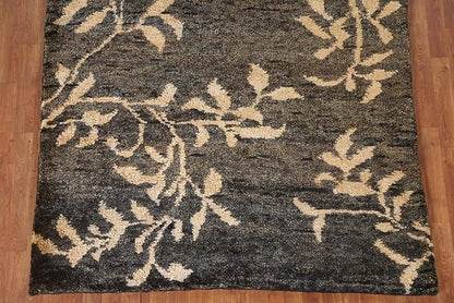 Rug Source Modern Collection 5x7 Area Rug, Hand Knotted Black Floral Rug, Oriental Jute Carpet for Bedroom, Living Room, Dining Room