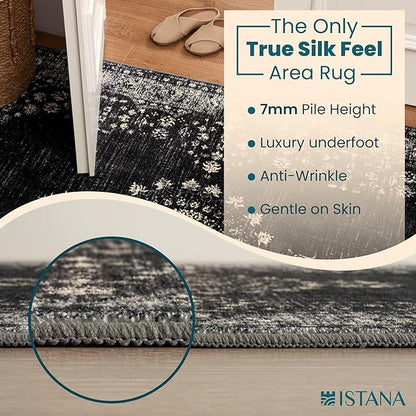 Istana 2x3 Area Rug - Black Boho Rugs for Living Room 2x3 - Foldable Small Rugs for Bedroom - Stain Resistant Washable Rug Non Slip - Eco-Friendly Area Rugs Indoor