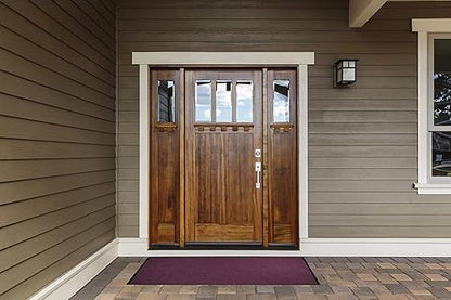 WaterHog Diamond | Commercial-Grade Entrance Mat with Rubber Border – Indoor/Outdoor, Quick Drying, Stain Resistant Door Mat (Red/Black, 3' x 12')