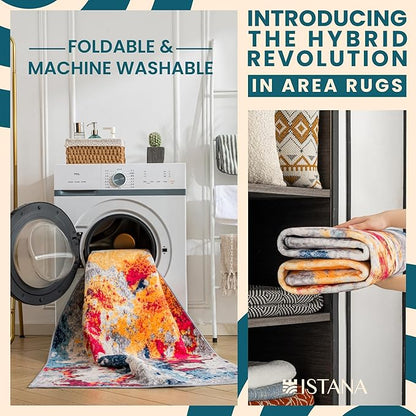 Istana 5x7 Area Rug - Multi Colors Rugs for Living Room 5x7 - Foldable Rugs for Bedroom - Stain Resistant Washable Rug - Eco-Friendly Boho Area Rugs - Easy to Clean Living Room Rug