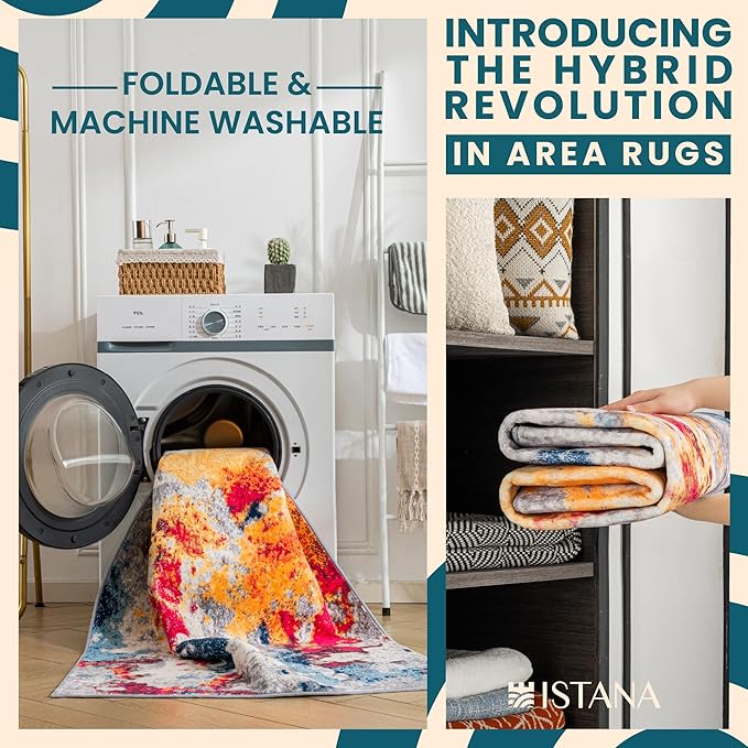Istana 9x12 Area Rug - Multi Colors 9 x 12 Area Rugs for Living Room - Foldable 9x12 Rugs for Bedroom/Living Room Rug - Stain Resistant Washable Rugs - Eco-Friendly Area Rugs