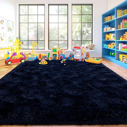 Area Rugs for Living Room, Soft Shaggy Carpets for Living Room, Fuzzy Rugs for Kids' Room, Perfect Decor for Modern Home Navy Blue 8x10 Feet