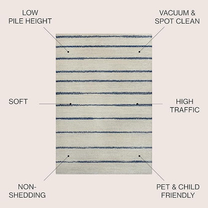 JONATHAN Y Williamsburg Minimalist Stripe Cream/Navy Indoor Area Rug, 5x8, Contemporary, Modern, Easy-Cleaning for Living Room, Bedroom, Kitchen, Pet Friendly, Non-Shedding (MOH201E-5)