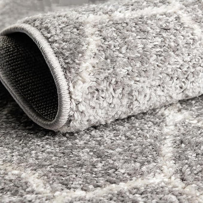 Unique Loom Trellis Frieze Collection Area Rug - Geometric (3' Round, Light Gray/ Ivory)