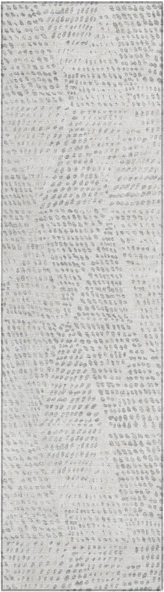 Addison Rugs Chantille ACN591 Silver 2'3" x 7'6" Indoor Outdoor Hallway Runner Rug, Stain Resistant Washable Kitchen Area Carpet for Bathroom, Laundry and Bedroom Rug