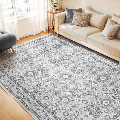 WITSHOCK Living Room Area Rugs 8x10: Soft Non-Slip Backing Washable Rugs Vintage Large Carpet for Bedroom Office Dining Room Kitchen Stain Resistant Home Decor Rug