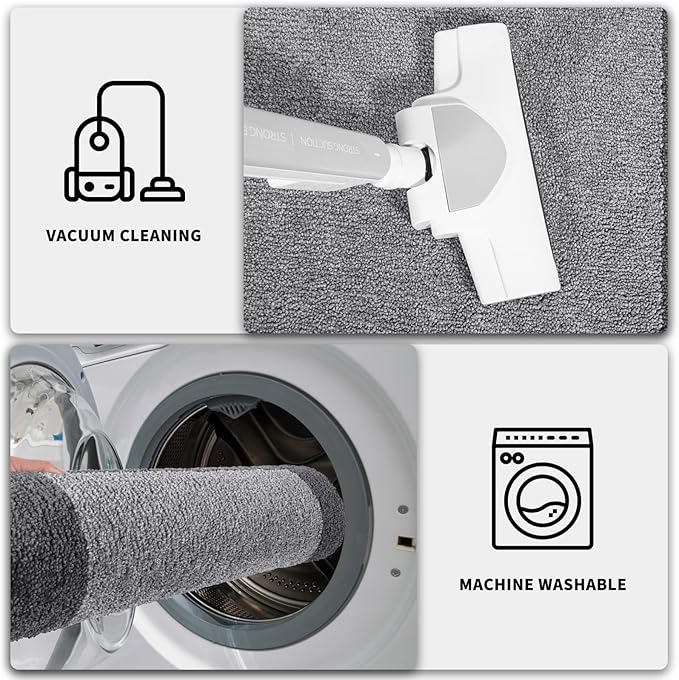 PURRUGS Dirt Trapping Door Mat 20" x 32", Non-Slip/Skid Machine Washable Entryway Rug, Shoes Scraper, Throw Rug, Super Absorbent Area Rug for Muddy Wet Shoes and Paws, Light Grey & Grey