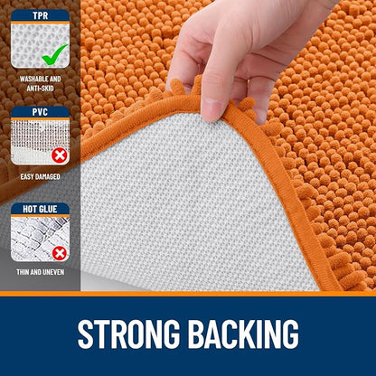 OLANLY Bathroom Rugs 30x20, Extra Soft Absorbent Chenille Bath Rugs, Rubber Backing Quick Dry, Machine Washable Bath Mats for Bathroom Floor, Tub and Shower, Home Decor Accessories, Clay