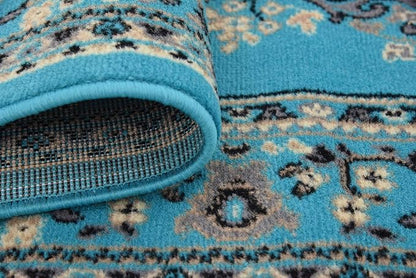 Unique Loom Reza Collection Traditional Persian Style Area Rug, 3 ft x 16 ft 5 in, Turquoise/Ivory