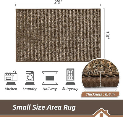BEQHAUSE 20"x32" Entryway Rug Indoor Door Mat Non-Slip Washable, Hallway Rugs Absorbent & Stain Resist Hall Carpet Runner Rugs for Entryway, Front Door Floor Mats Laundry Room Rugs for Entry, Brown