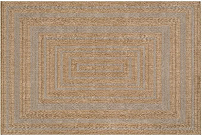 Beverly Rug Easy Jute Framed Border Entry Rug 2x3 Washable Durable Indoor Outdoor Area Rugs for Living Room Patio Office Stain Resistant Non Shedding Casual Indoor Outside Carpet 2 x 3 Natural