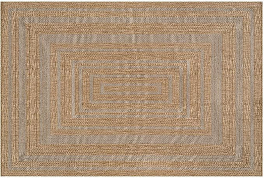 Beverly Rug Easy Jute Framed Border Entry Rug 2x3 Washable Durable Indoor Outdoor Area Rugs for Living Room Patio Office Stain Resistant Non Shedding Casual Indoor Outside Carpet 2 x 3 Natural