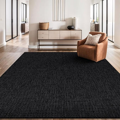 Beverly Rug Easy Jute Rug 4x6 Solid Washable Durable Outdoor Indoor Area Rugs for Living Dining Room Patio Office Stain Resistant Non Shedding Casual Indoor Outside Carpet (4 x 6 Dark Gray)