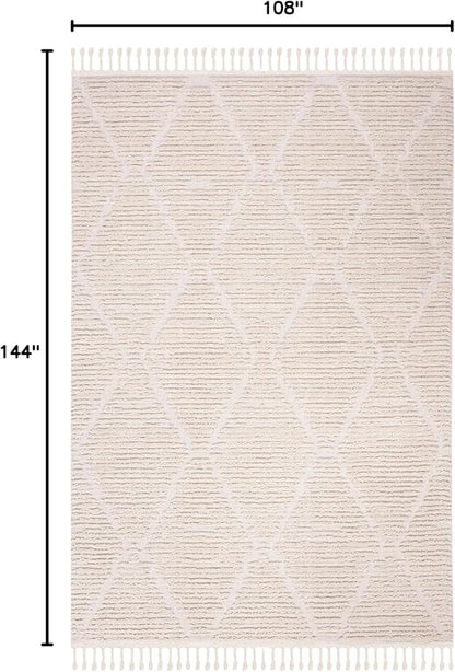 SAFAVIEH Marrakech Collection Area Rug - 9' x 12', Beige, Moroccan Boho Tribal Tassel Design, Non-Shedding & Easy Care, Ideal for High Traffic Areas in Living Room, Bedroom (MRK517C)