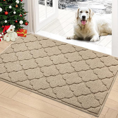Timo Entryway Rug, Door Mats 24"x36" Rubber Backing Non Slip Absorbent Indoor Doormat, Machine Washable Resist Dirt Low Profile Door Mat, Front Door Rugs Indoor for Muddy Wet Shoes, Beige