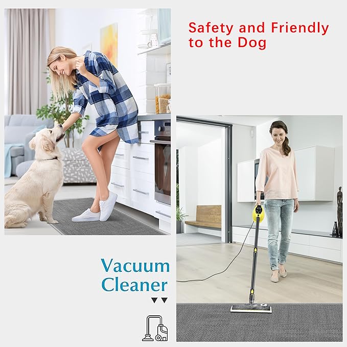 8FT Jute Hallway Runner Rug, Rubber Backed Absorbent Kitchen Runner Carpets, Grey Laundry Room Runner Mat, Grey