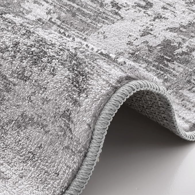 LUMI 4x6 Washable Area Rug for Living Room, Ultra Soft Modern Neutral Grey Rugs Non Slip with Rubber Backing, Low Profile, High Traffic, Stain Resistant Carpets, Ideal for Bedroom, Dining Room