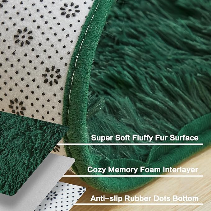 Andency Emerald Green Area Rugs 9x12 for Living Room Home Decor, Large Shaggy Bedroom Carpet, Non-Slip Big Shag Indoor Thick Soft Fluffy Furry Fur Area Rugs for Kids Dorm Nursery Aesthetic