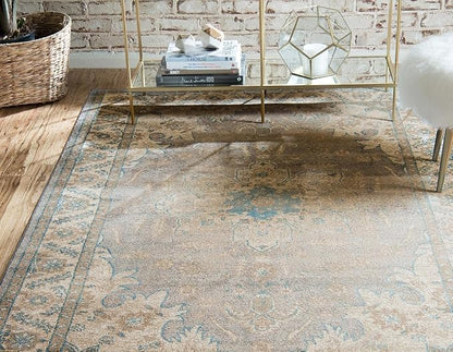 Unique Loom Salzburg Collection Classic Traditional Design Oriental Inspired Border Area Rug (8' 0 x 8' 0 Round, Gray/Beige)
