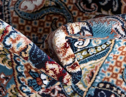 Unique Loom Narenj Collection Classic Traditional Medallion Textured Design Area Rug, 3 x 5 ft, Navy Blue/Tan
