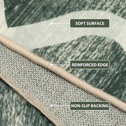 Area Rug 2x8, Moroccan Trellis Print Carpet, Machine Washable Non-Slip Rugs for Living Room, Bedroom, Dining Room & Entryway, Green
