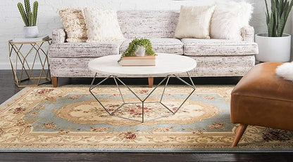 Unique Loom Versailles Collection Traditional Classic Floral Motif Area Rug (2' 2 x 3' 0 Rectangular, Slate Blue/ Ivory)