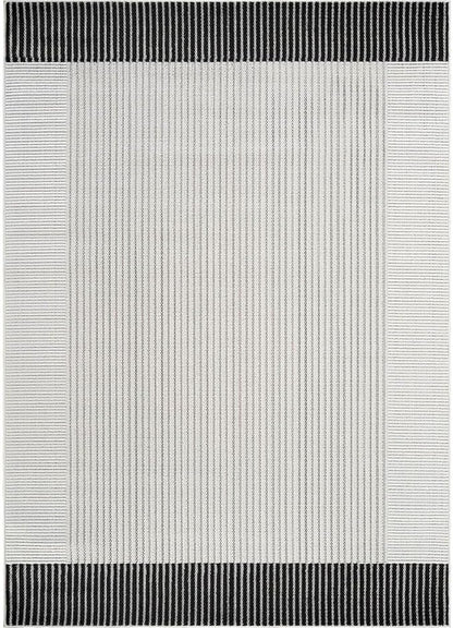 Modern Micro Loop Indoor Area Rugs for Living Room Bedroom Kitchen Geometric Striped Black-White 4x6 Luxury Durable Low and High Pile Non-Shedding Stain Resistant Soft Area Carpet 4 x 6